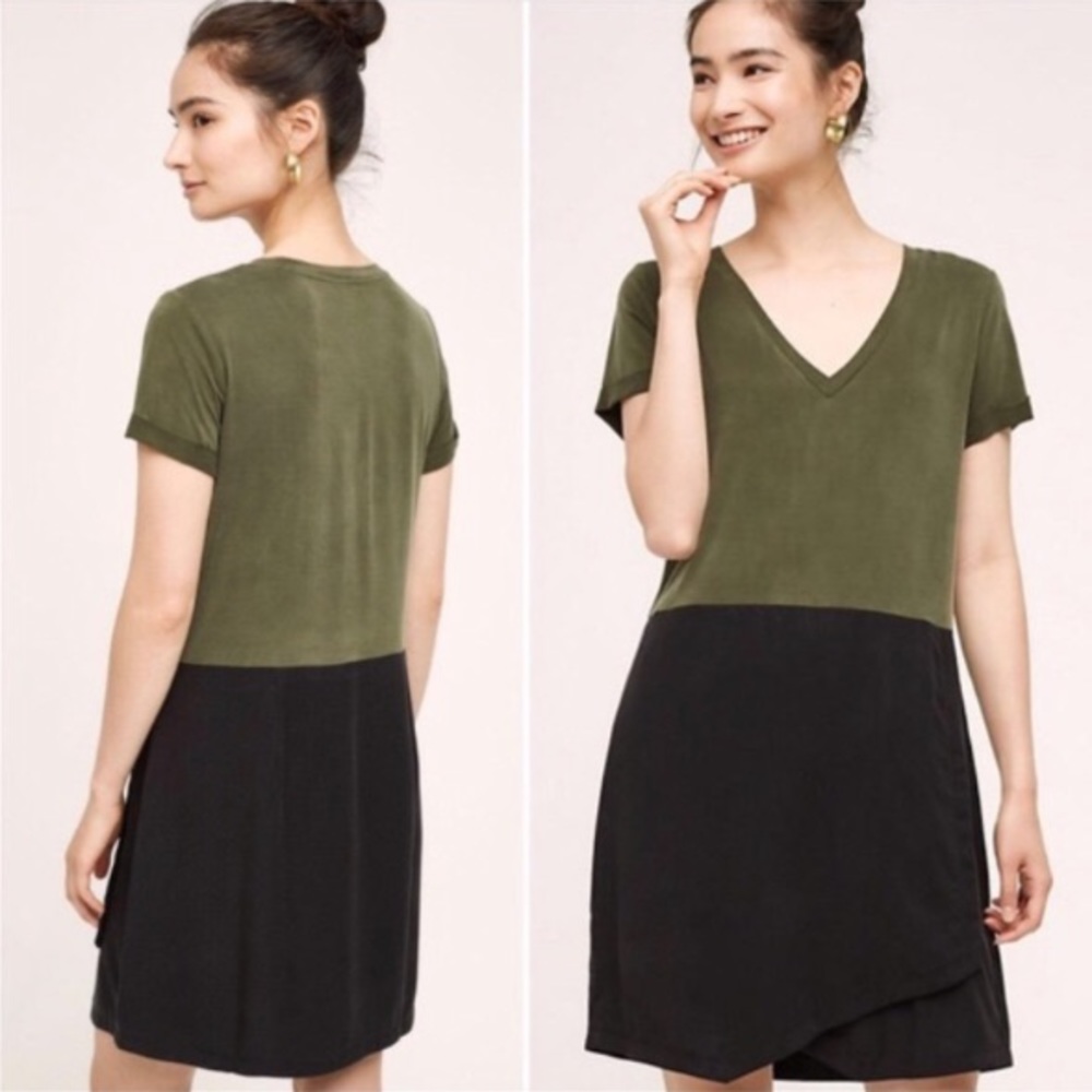 Anthropologie dolan horizon green black dress M